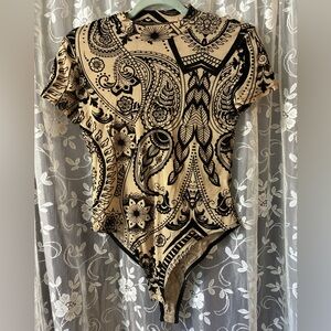Black and Tan Paisley Bodysuit size medium